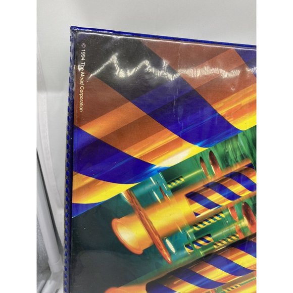 Mead Trapper Keeper 3 Ring Portfolio Notebook Blue Designer Hook Loop Closer - Picture 2 of 9
